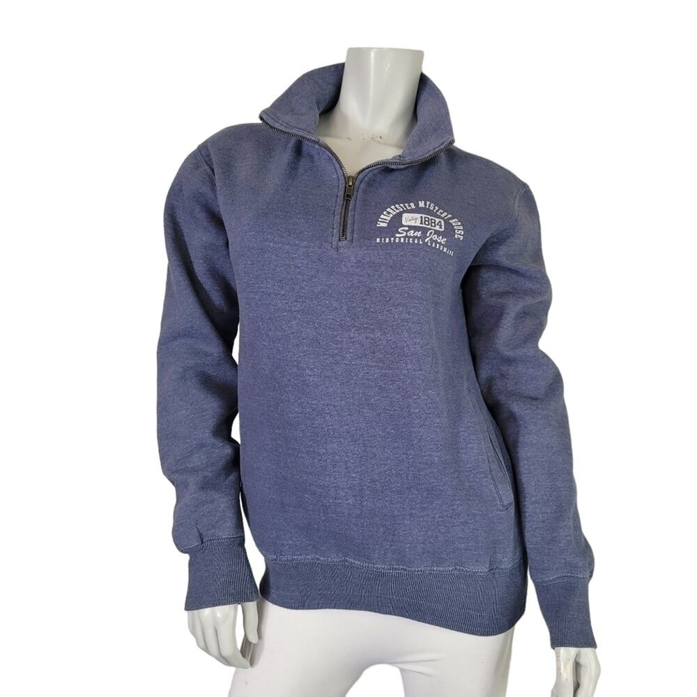 Winchester Mystery House WMS Small 1/4 Zip Souvenir Sweatshirt Blue POCKET